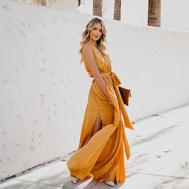 Trendy Solid color party dress