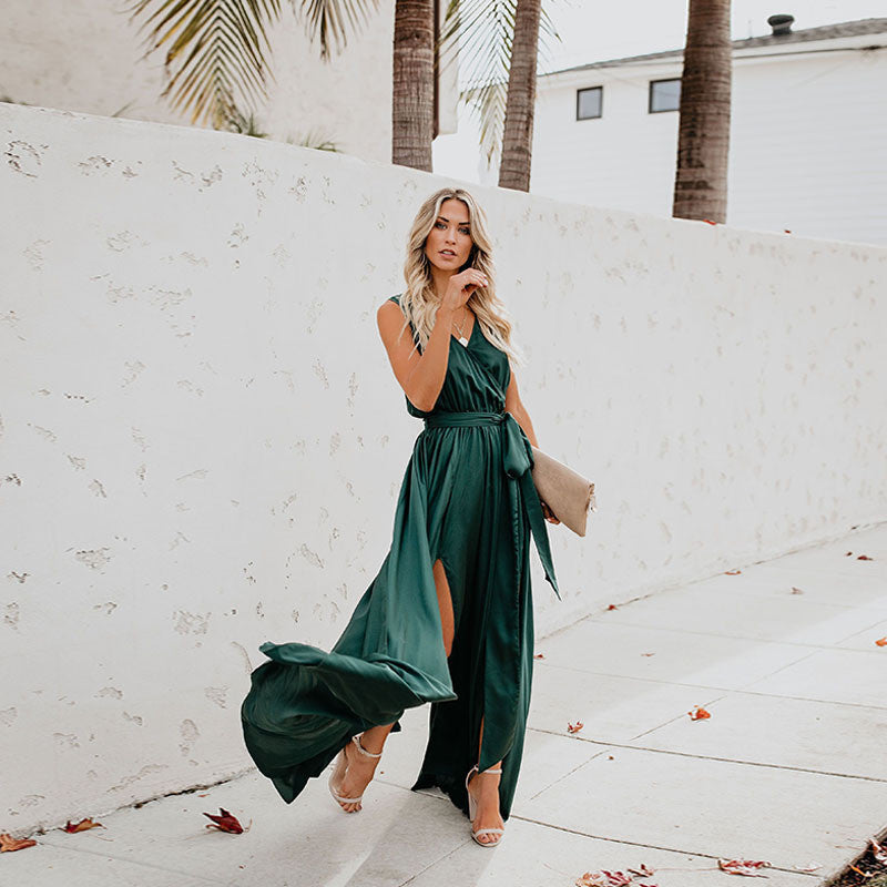 Trendy Solid color party dress