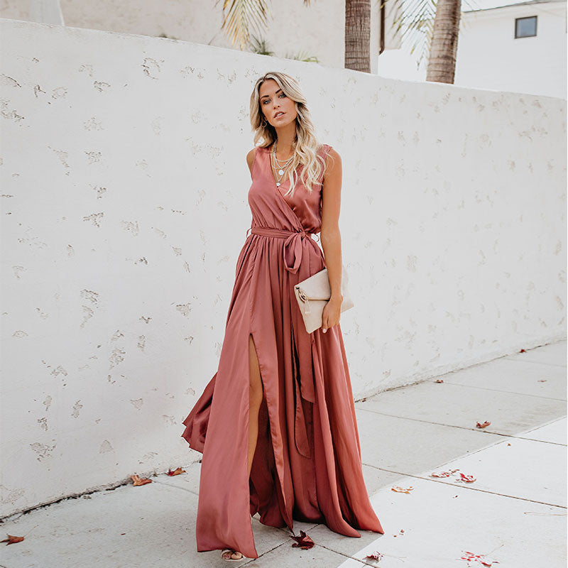 Trendy Solid color party dress