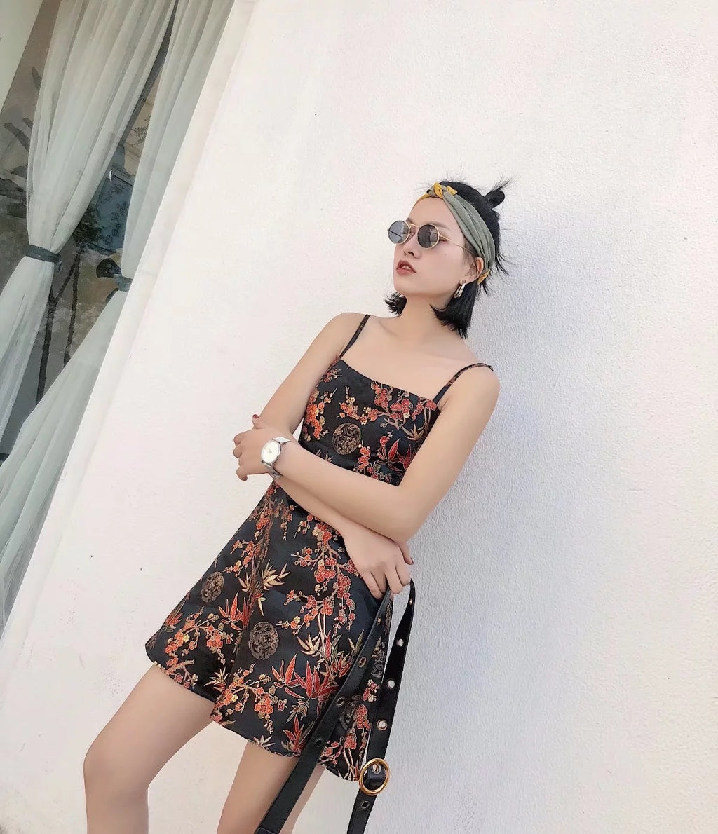Short Satin Vestido Vintage Robe