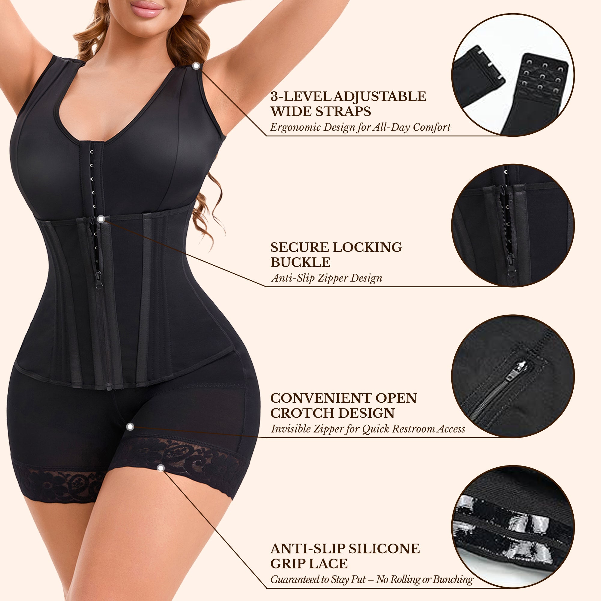 Tummy Control Overbust Shapewear with Butt Lifter Post Surgery Compression