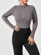 Long Sleeve Zipper Jumpsuit Seamless Slimming Shapewear